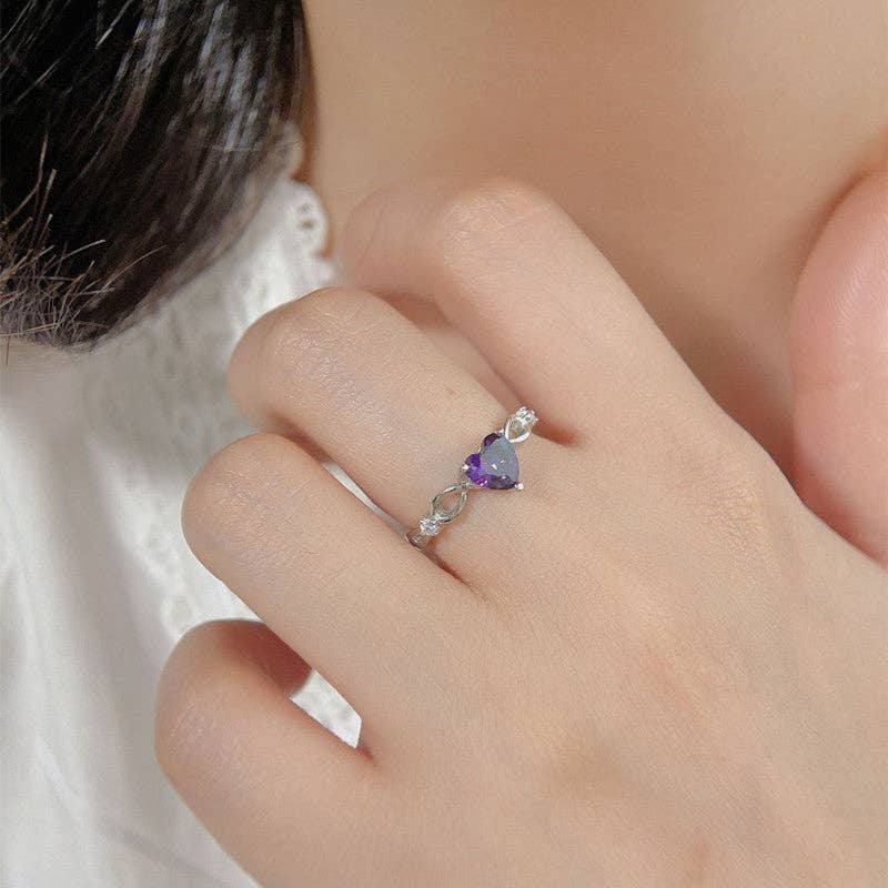 Chloe Ring:Purple Heart Gemstone Engagement Ring | 925 Sterling Silver Jewelry