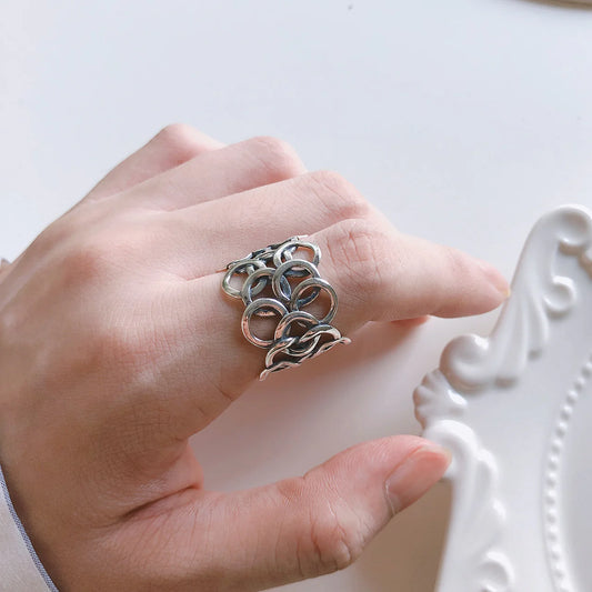 Chain Mail Pattern Ring | 925 Sterling Silver Jewelry