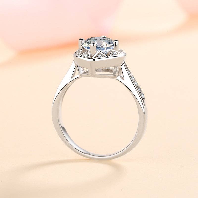 Emma Ring: Moissanite Heart Engagement Ring | 925 Sterling Silver Jewelry