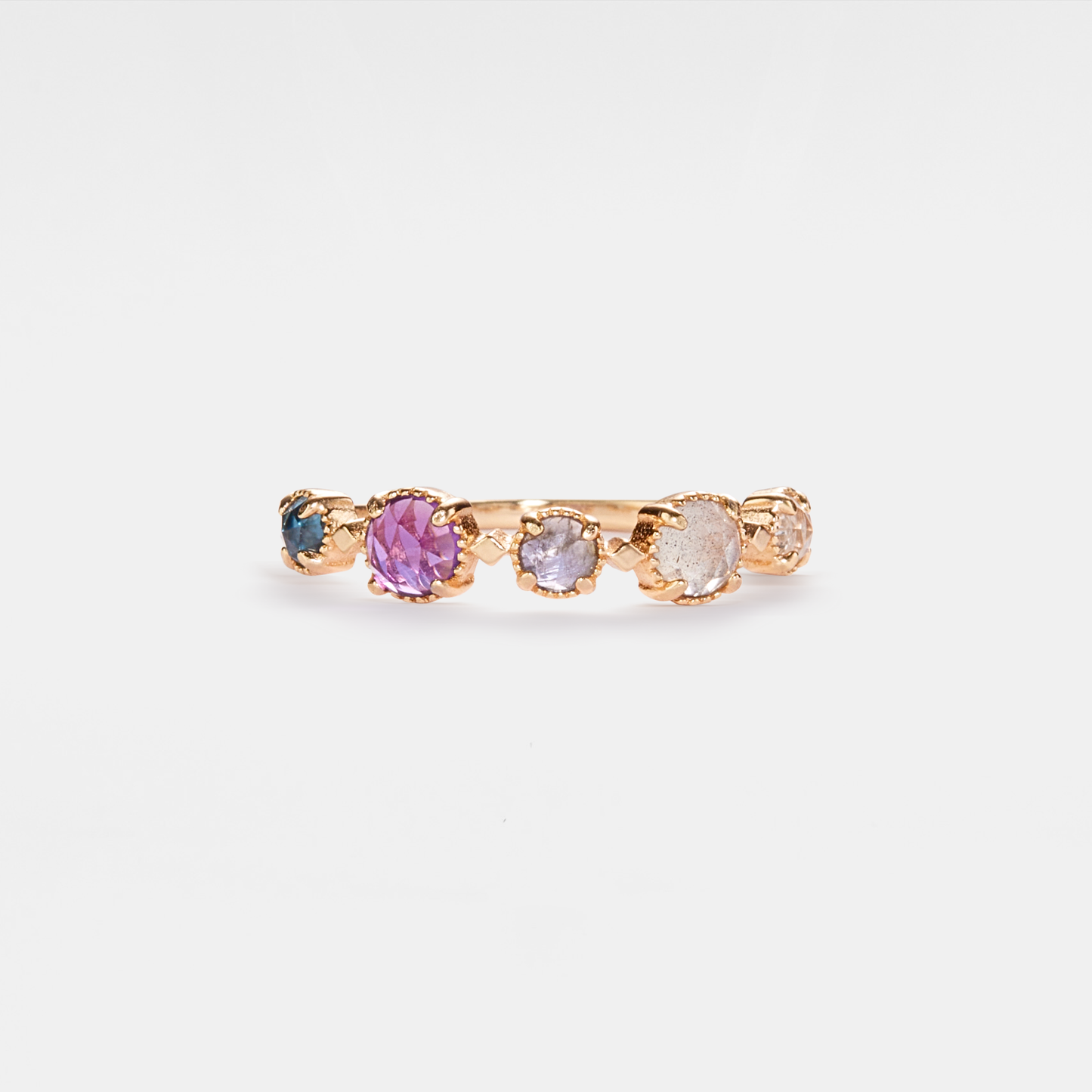 Gabrielle Ring: Multi-Stone Natural Crystal Band Ring | 925 Sterling Silver Jewelry