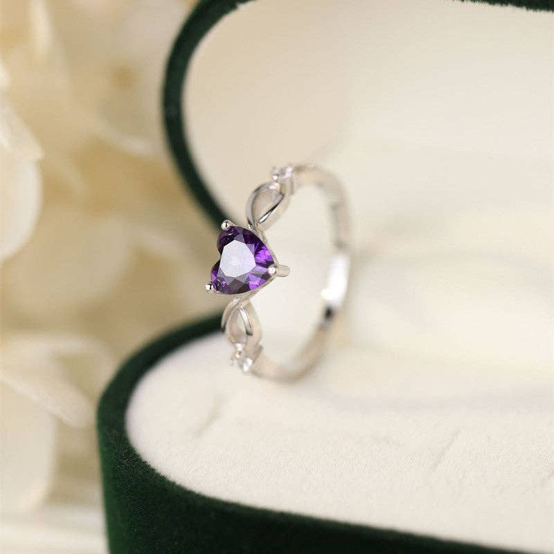 Chloe Ring:Purple Heart Gemstone Engagement Ring | 925 Sterling Silver Jewelry