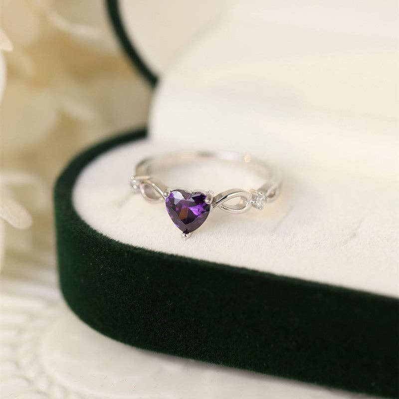 Chloe Ring:Purple Heart Gemstone Engagement Ring | 925 Sterling Silver Jewelry