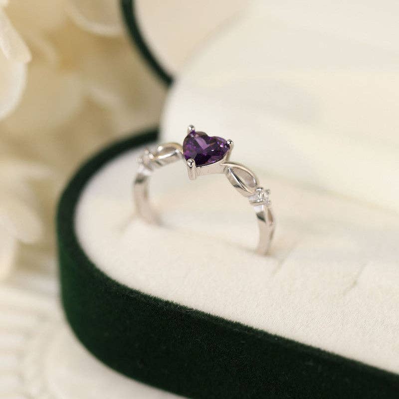 Chloe Ring:Purple Heart Gemstone Engagement Ring | 925 Sterling Silver Jewelry