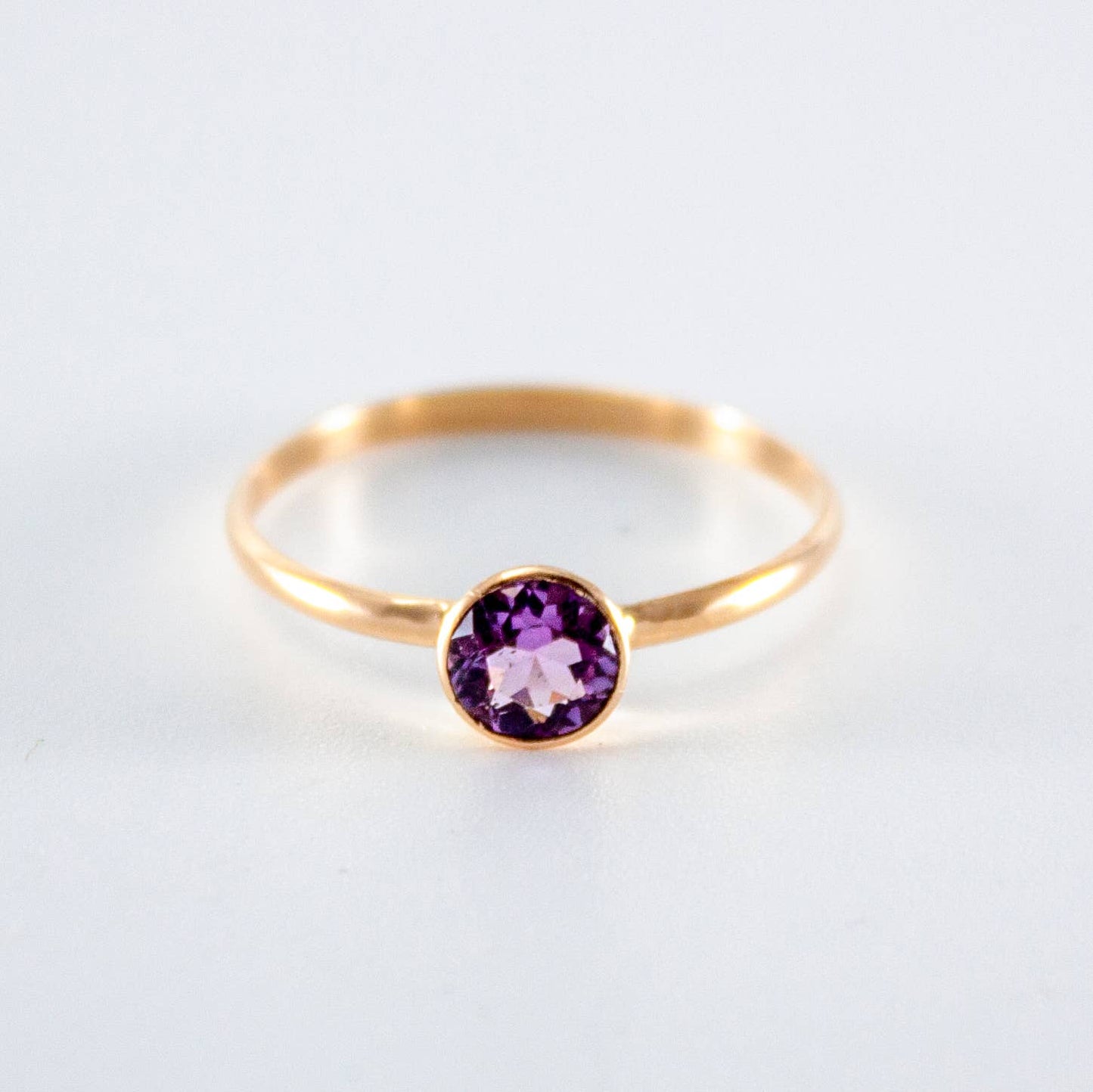 Pink Amethyst Bezel 14k Gold Filled Ring Size 6