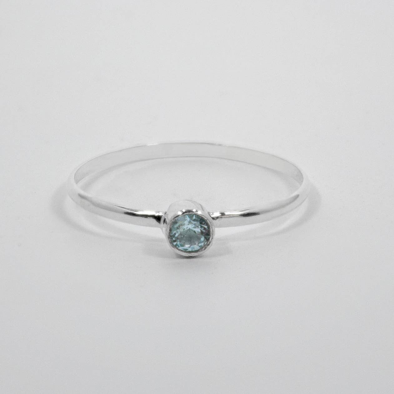 Dainty Blue Topaz Solitaire Tube Sterling Silver Ring | 925 Sterling Silver Jewelry