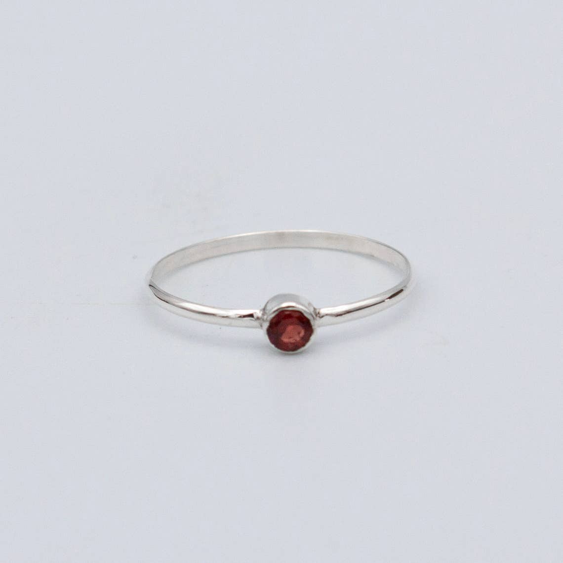 Dainty Garnet Tube Ring | 925 Sterling Silver Jewelry