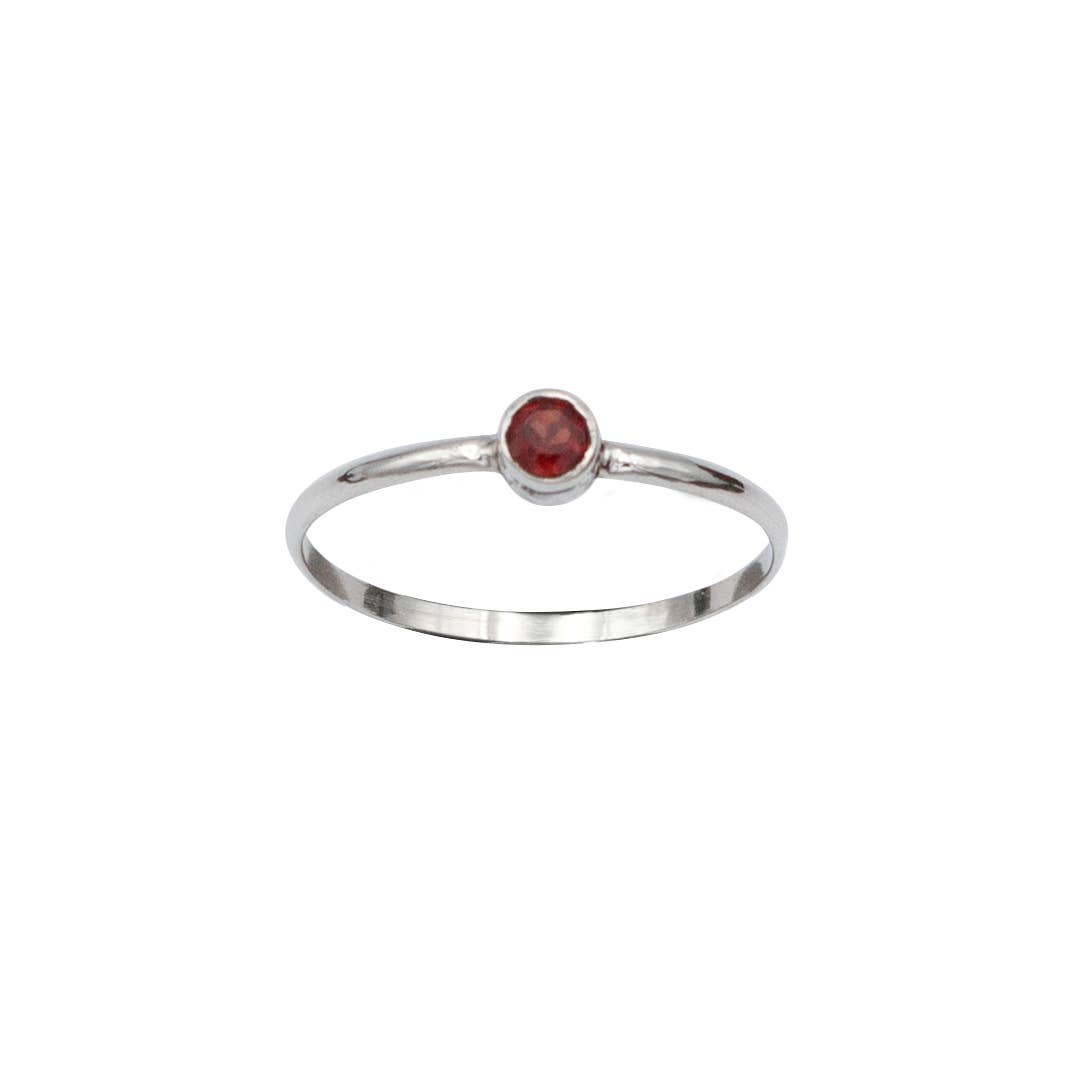 Dainty Garnet Tube Ring | 925 Sterling Silver Jewelry