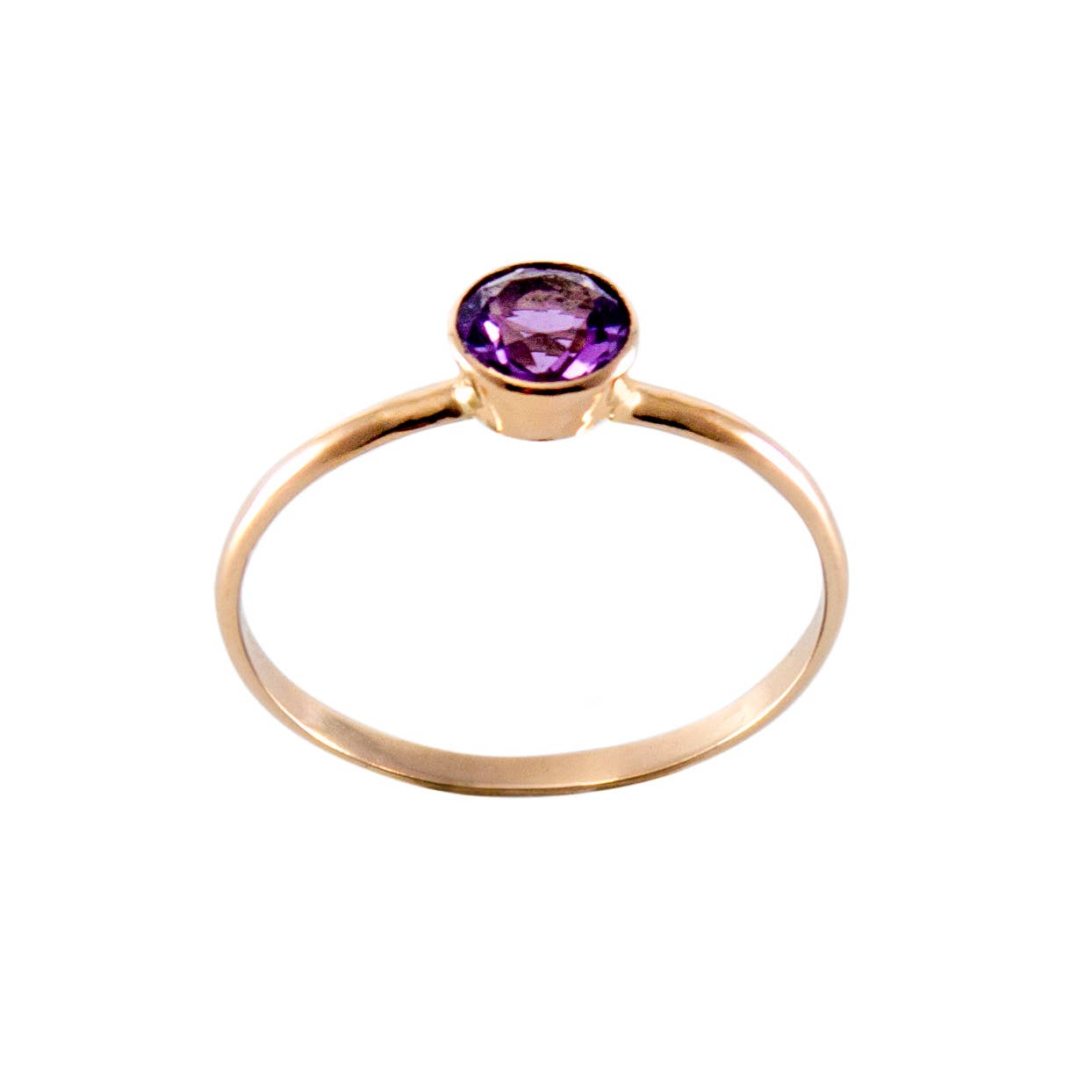 Pink Amethyst Bezel 14k Gold Filled Ring Size 6