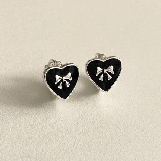 Bonnie Earrings: Hearts and Bows Stud Earrings | 925 Sterling Silver Jewelry