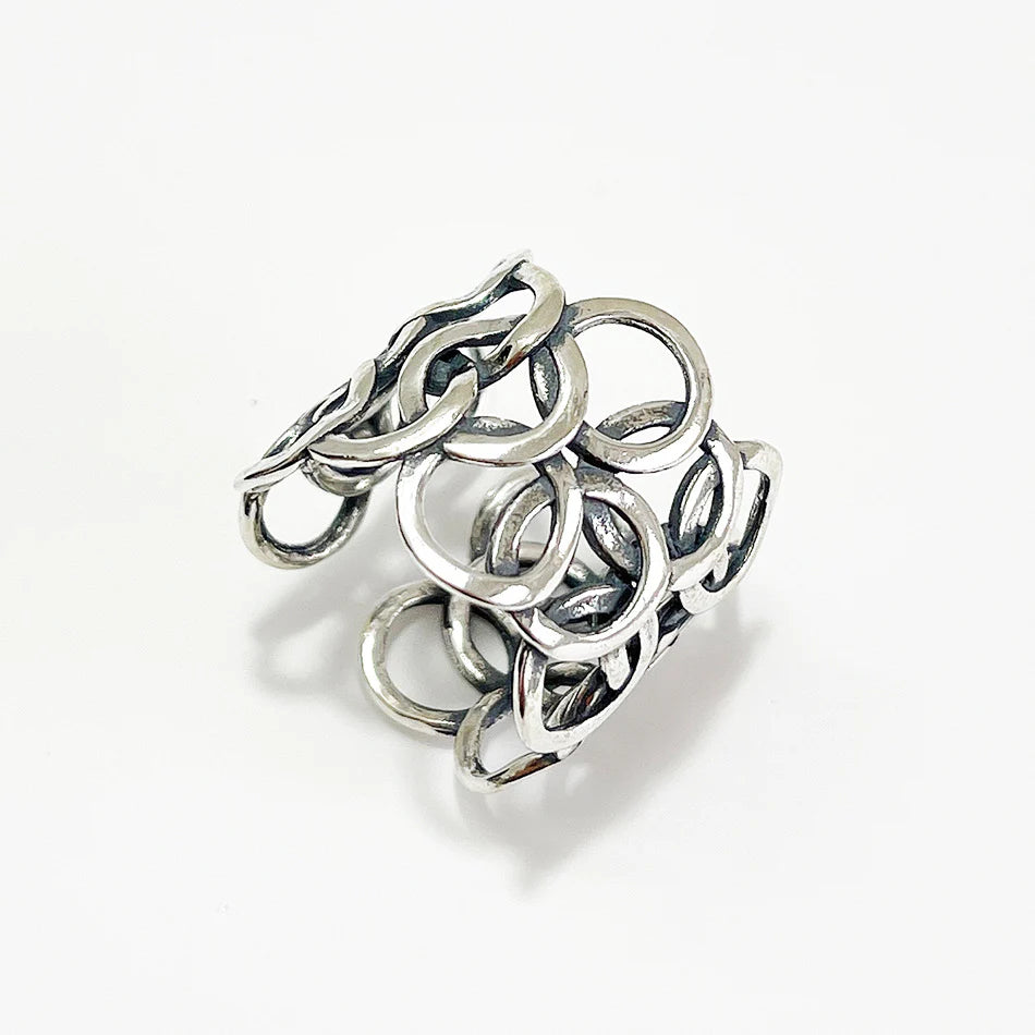 Chain Mail Pattern Ring | 925 Sterling Silver Jewelry