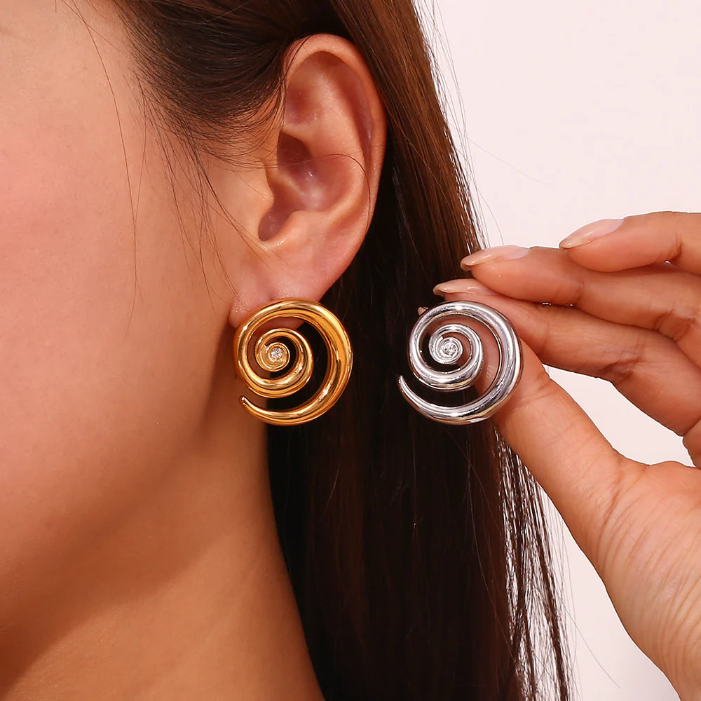 Zircon Vortex Earrings | Stainless Steel Jewelry