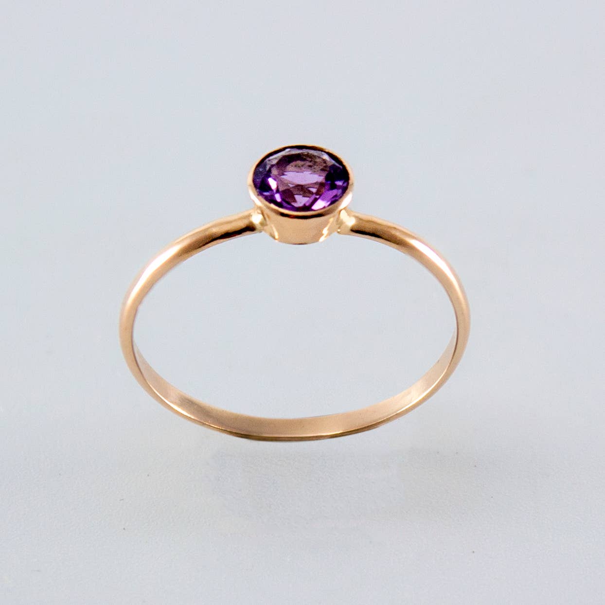 Pink Amethyst Bezel 14k Gold Filled Ring Size 6