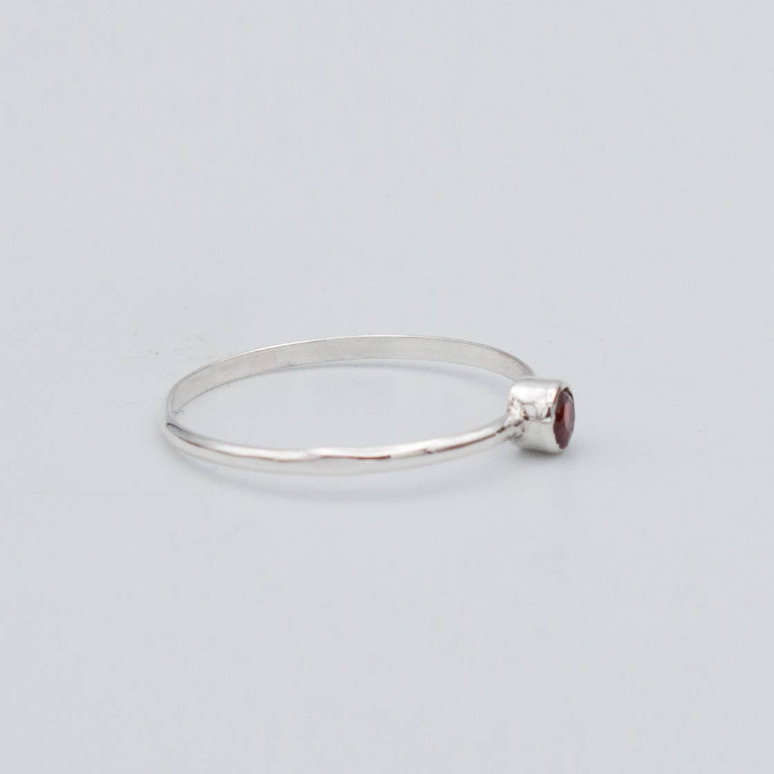 Dainty Garnet Tube Ring | 925 Sterling Silver Jewelry