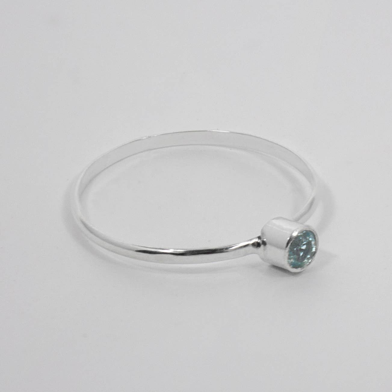 Dainty Blue Topaz Solitaire Tube Sterling Silver Ring | 925 Sterling Silver Jewelry