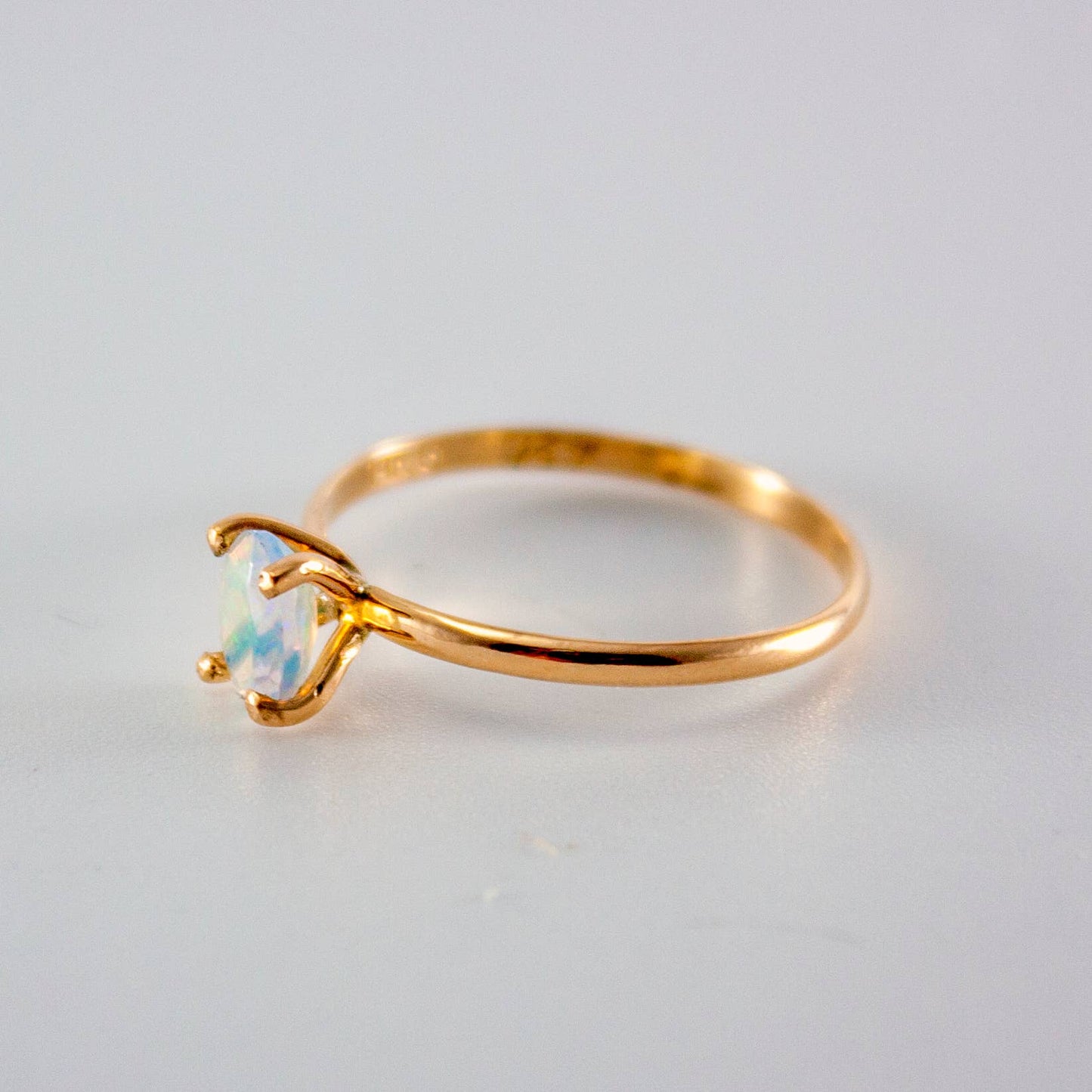 Ethiopian Opal Oval Solitaire 14k Gold Filled Ring