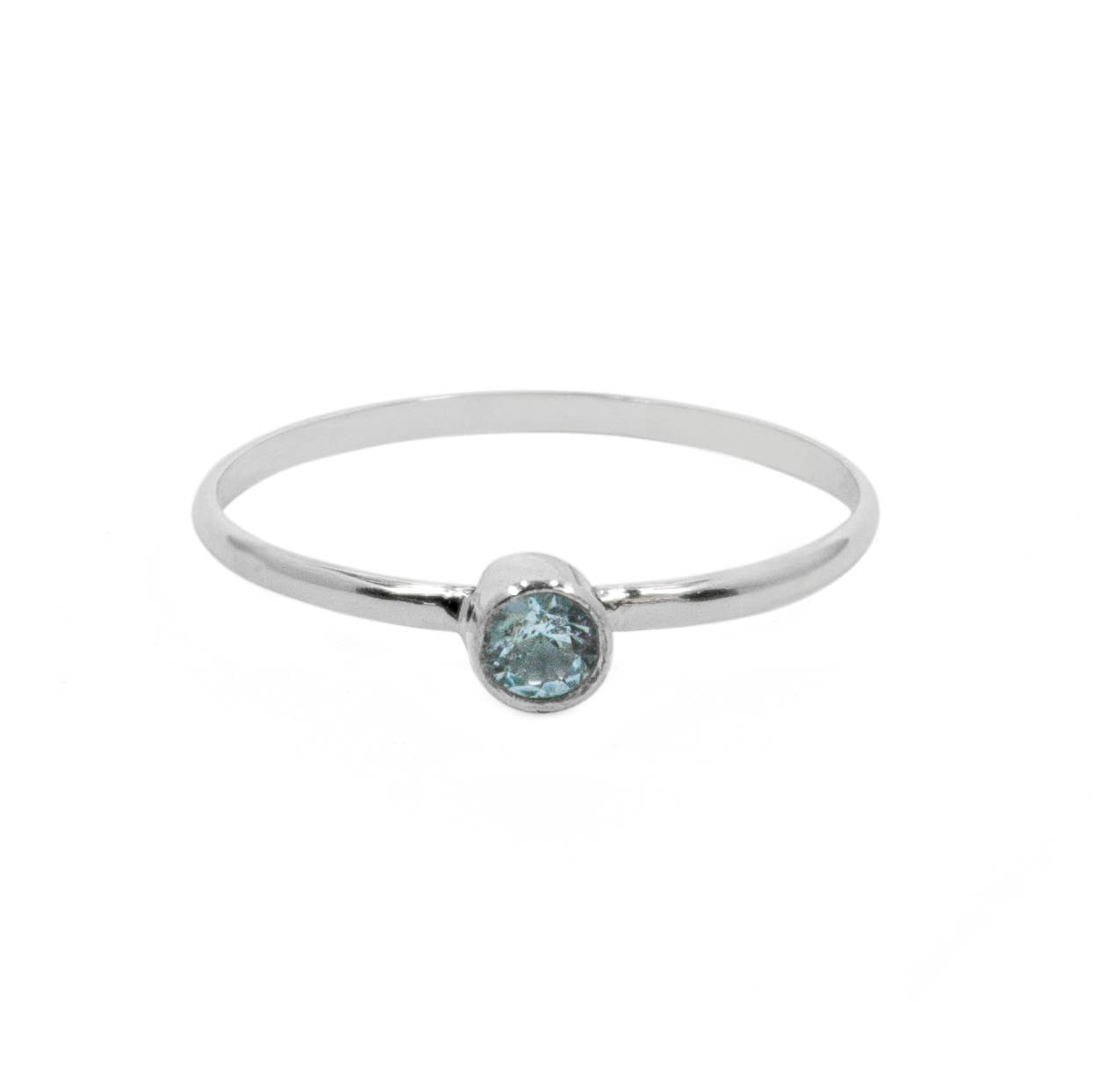 Dainty Blue Topaz Solitaire Tube Sterling Silver Ring | 925 Sterling Silver Jewelry